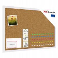 Tablica korkowa 60x40 drewniana BIAŁA + pinezki