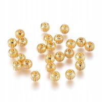 Koraliki Dystansowe Styl Tybetański, Stop, Okrągłe, Złote, 4mm, 100szt
