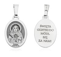 Серебряный медальон Ag 925 родиевое покрытие Святой Гертруды MDC095R
