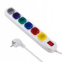 Listwa zasilająca Maclean przedłużacz 6 gniazd z włącznikiem 250VAC 1.5m