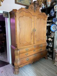 Antyczna wysoka szafa drewniana - kabinet - stan bdb - 232cm - na pazurach