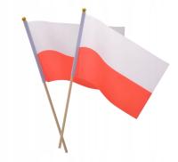 FLAGA POLSKI NARODOWA NA PATYKU BIAŁO-CZERWONA x2