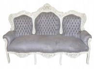 Biało Popielata SOFA w Stylu Barokowym