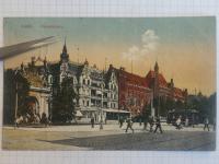 Pocztówka Stettin Szczecin Paradeplatz tramwaj rower ludzie 1913