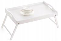 TACA ŚNIADANIOWA DREWNIANA STOLIK DO ŁÓŻKA POD LAPTOP BIAŁA KELNERSKA