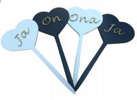 ON ONA tabliczki wesele zabawa oczepiny test 4 szt