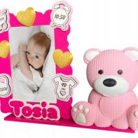 WYJĄTKOWA METRYCZKA W FORMIE RAMKI Z MISIEM W 3D PREZENT CHRZEST ROCZEK