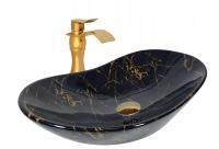 Раковина столешницы овальная 60x36x16 см черная золотая Estiva FABA для столешницы