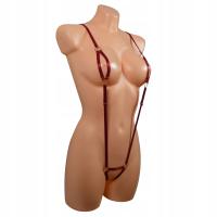 Ellie Monokini plaża sesja zdjęcia paski otwarty biust krocze c.czerwony