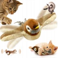 INTERAKTYWNA ZABAWKA DLA KOTA PLUSZOWY PTAK ELEKTRYCZNY Z DŹWIĘKIEM - SYMULACJA