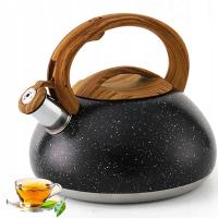 Czajnik stalowy z gwizdkiem 3L Indukcja GAZ CZARNY MARMURKOWY