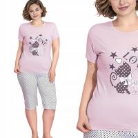 NETi Bardzo Lekka i Delikatna Bawełniana Piżama Damska - Nogawka 3/4