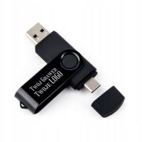 Флешка 64 ГБ 3,0 USB-C тип C черный гравер ваш логотип гаджет для бизнеса