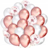 Balony WIECZÓR PANIEŃSKI różowe złoto konfetti dekoracje IMPREZA party