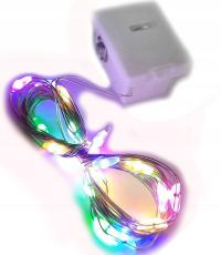 Lampki na druciku 2m ledowe z bateriami 20led multikolor