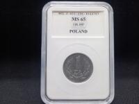 1 zł 1957 aluminium MS 65 skrętka 10%