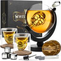 ZESTAW DO WHISKY KARAFKA GLOBUS CZASZKA 900ml IDELANY PRZEZENT DLA MĘŻCZYZN