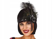 Opaska Retro z piórem czarna Nowy Rok Sylwester