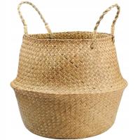 KOSZ Z TRAWY MORSKIEJ BOHO Z RĄCZKĄ PLECIONY DO PRZECHOWYWANIA 25 cm