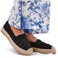 ESPADRYLE DAMSKIE NA PLATFORMIE Z PLECIONKĄ VINCEZA 17392 CZARNE