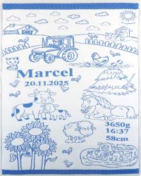 Kocyk dziecięcy bawełniany z imieniem i metryczką na prezent do łóżeczka