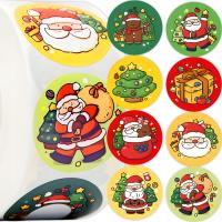 NAKLEJKI ŚWIĄTECZNE NA PREZENTY PACZKI OZDOBNE ŚWIĘTA OKRĄGŁE ROLKA 500szt