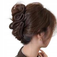 Пряжка коричневый зажим для волос челюсть большой зигзаг XXL матовый