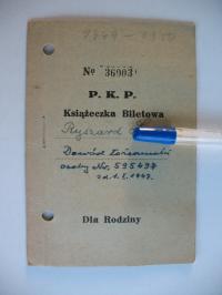P.K.P. KSIĄŻECZKA BILETOWA DLA RODZINY 1947