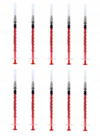 STRZYKAWKI DO INSULINY Z IGŁĄ INSULINÓWKI 1ML U-40, 0,4X13MM - 10 SZTUK
