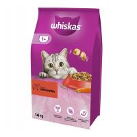 СУХОЙ КОРМ ДЛЯ ВЗРОСЛЫХ WHISKAS С ВКУСНОЙ ГОВЯДИНОЙ 14 КГ