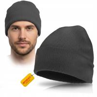 CZAPKA ROBOCZA ZIMOWA OCIEPLANA SZARA ciepła dziana