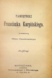 Pamiętniki franciszka karpińskiego 1898 r.