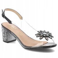 Czarne Sandały S.Barski Transparentne Obuwie Damskie