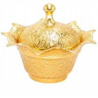Cukierniczka Cukiernica z przykrywką ozdobna w kolorze złota