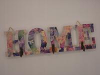 Wieszak ozdobny dewniany, decoupage, na klucze, na napisie HOME