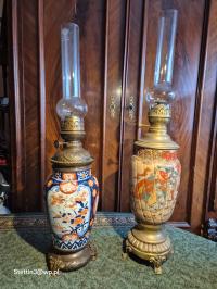 Japońska lampa naftowa ok. 1900 roku. Imari i Satsuma.