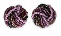 Szklane Klipsy Fioletowe Do Uszu Plecione Koraliki TOHO Jablonex Wesele