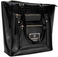 TOREBKA DAMSKA MONNARI Czarna SHOPPER Na Ramię LAKIEROWANA CROCO