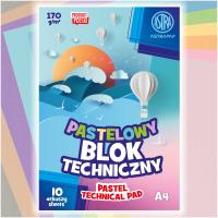 Astra BLOK TECHNICZNY kolorowy PASTELOWY A4 10 kartek 170g