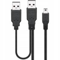 Kabel do transferu danych 2x USB 2.0 A - Mini USB-B 0,4m do dysku twardego