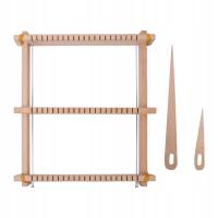 Drewniany zestaw krosna tkackiego z 2 igłami szydełkowymi dla początkujących dorosłych i