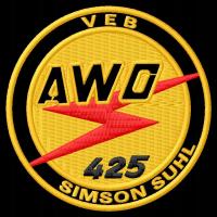 Naszywka dla fanów AWO 425 haftowana z termofolią