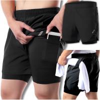 Spodenki do biegania 2w1 czarne męskie Arsuxeo