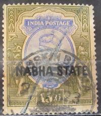 Indie stary znaczek z nadrukiem Nabha (6/20