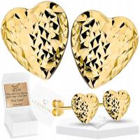 Kolczyki złote 585 SERDUSZKA DIAMENTOWANE LEKKIE