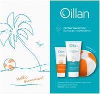 Zestaw wakacyjny OILLAN emulsja z filtrem SPF50 + dermo-krem +piłka plażowa