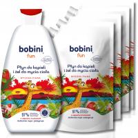 BOBINI Żel do Mycia dla Dzieci Płyn do Kąpieli 2w1 Truskawka 5 x 500ml 4+1