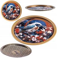 TACA DEKORACYJNA TACKA DO SERWOWANIA METALOWA OKRĄGŁA DUŻA PTAK 32,5 cm