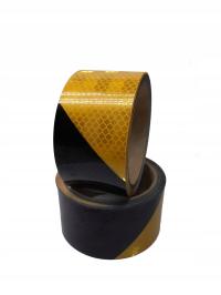 САМОКЛЕЯЩАЯСЯ ПРЕДУПРЕЖДАЮЩАЯ ЛЕНТА ЖЕЛТО-ЧЕРНАЯ СВЕТООТРАЖАЮЩАЯ ПЛЕНКА 100 НОВИНКА