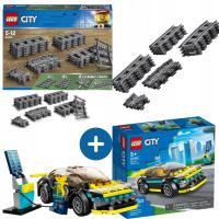 LEGO City 60205 Tory Kolejowe + LEGO 60383 Elektryczny samochód sportowy